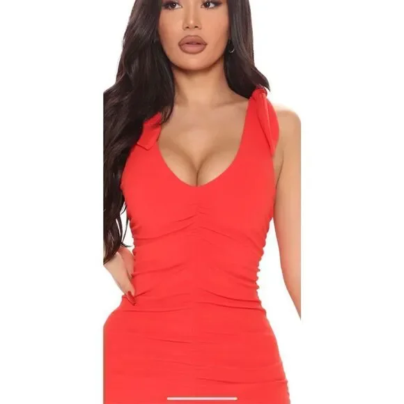 Ruched Tie It Down Crepe Mini Dress - Picture 14 of 16